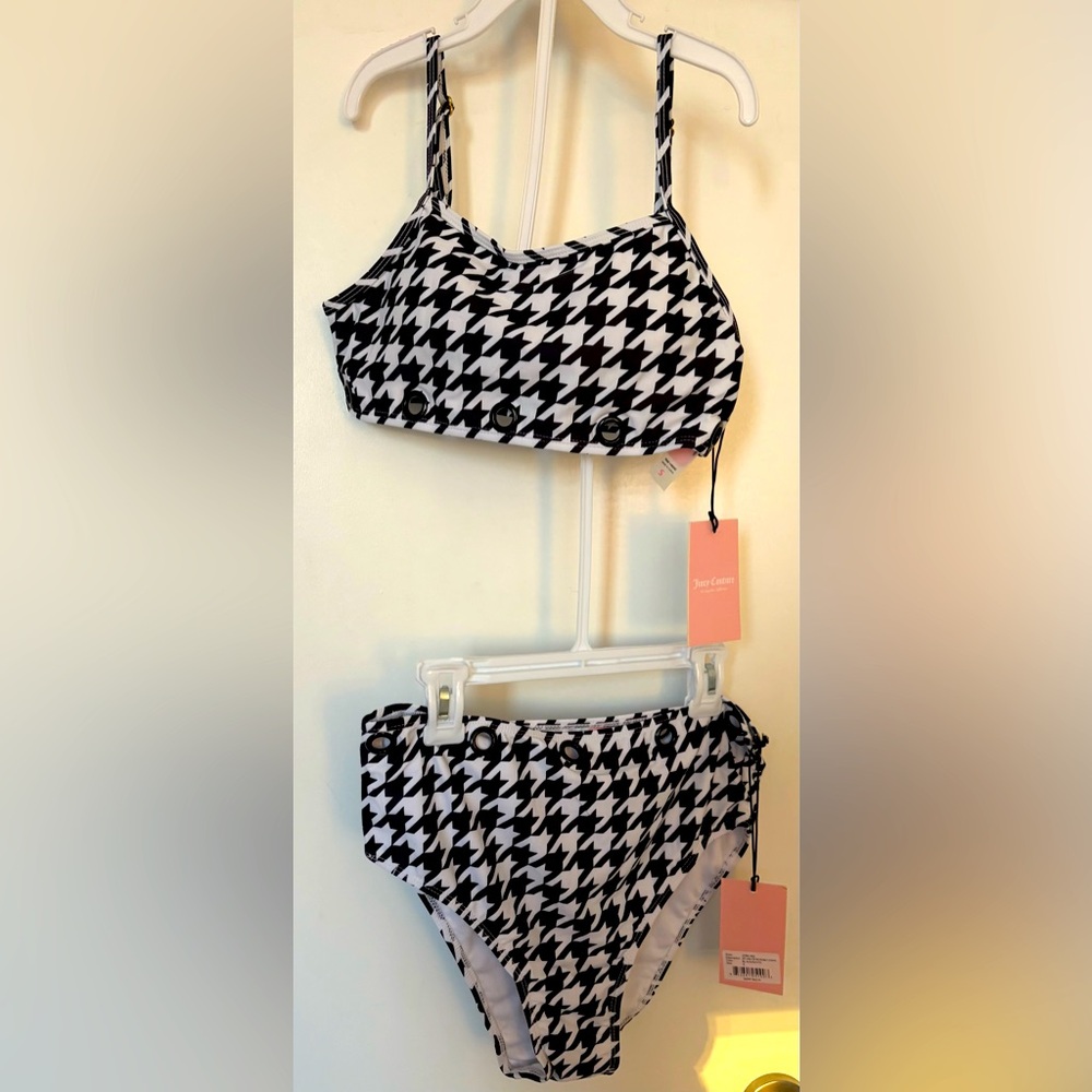 NWT JUICY COUTURE Black White Cami BIKIN Bathing Swim Suit S